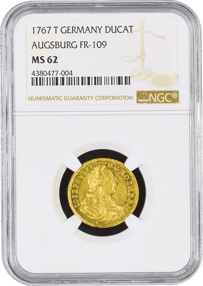 #アンティークコインギャラリア 1767年 ドイツ アウグスブルク ヨーゼフ2世 ダカット金貨 MS62