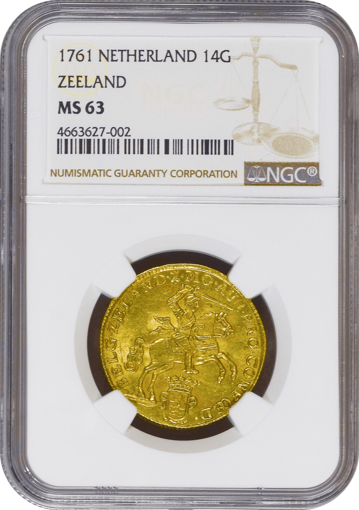 アンティークコインギャラリア 1761年 オランダ 14G ゼーラント金貨 MS63