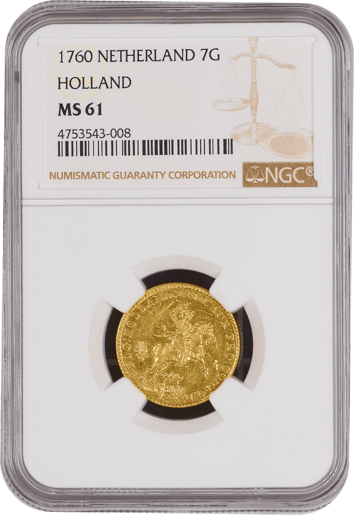 #アンティークコインギャラリア 1760年 オランダ 7グルデン金貨 NGC MS61