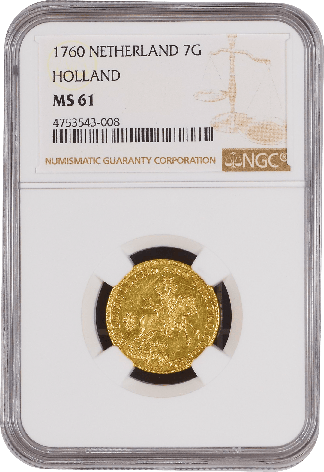 トンガ アンティークコイン 1760年 オランダ 7グルデン金貨 NGC トンガ アンティークコイン 1760年 オランダ 7グルデン金貨 NGC