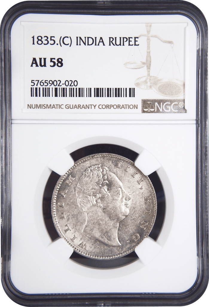 #アンティークコインギャラリア 1835年C イギリス領インド ウィリアム4世 ルピー銀貨 NGC AU58