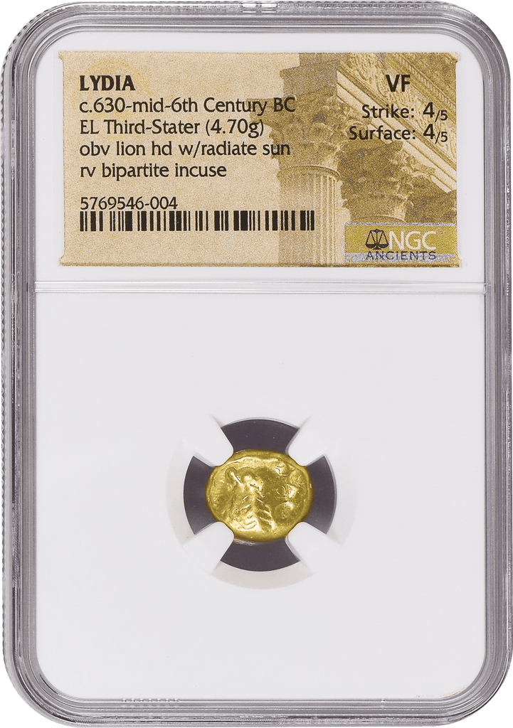 #アンティークコインギャラリア 古代リディア王国 紀元前610-546年頃 1/3ステーター金貨 NGC VF Strike: 4/5 Surface: 4/5