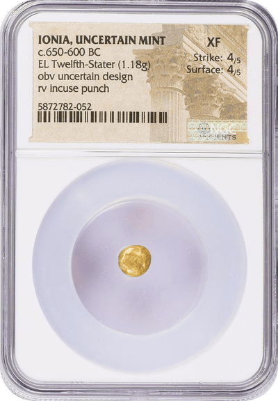 古代ギリシア 紀元前650-600年 イオニア へミヘクテ金貨 NGC XF Strike