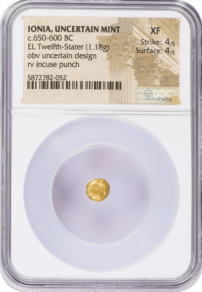 #アンティークコインギャラリア 古代ギリシア 紀元前650-600年 イオニア へミヘクテ金貨 NGC XF Strike: 4/5 Surface: 4/5