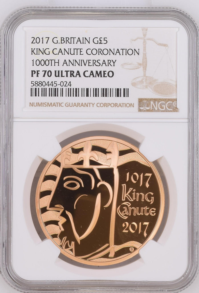 【Top Pop】2017年 イギリス クヌート1世即位1000周年記念 5ポンド金貨 NGC PF70UCAM
