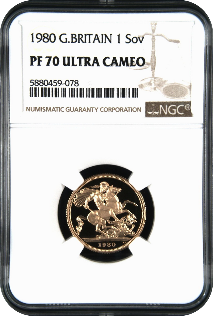 【Top Pop】1980年 イギリス エリザベス2世 2ndポートレート ソヴリン金貨 NGC PF70UCAM