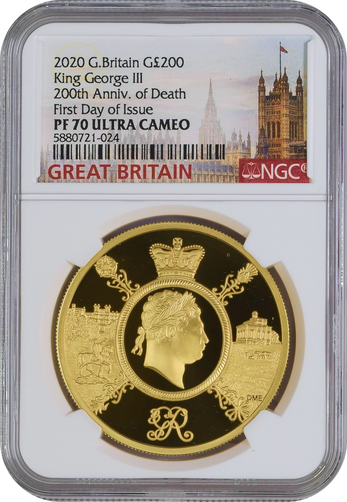 2020年 イギリス ジョージ3世没後200周年記念 200ポンド金貨 2oz PF70UC 箱付き | アンティークコインギャラリア