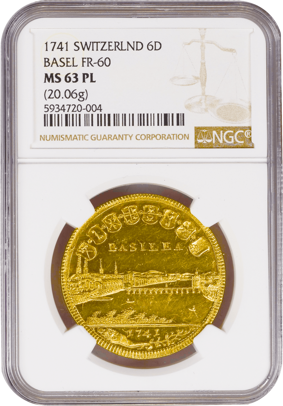 Top Pop】1741年 スイス バーゼル 6ダカット金貨 NGC MS63PL | 港区 Top Pop】1741年 スイス バーゼル 6ダカット金貨 NGC MS63PL | 港区