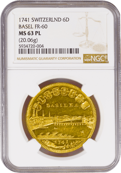 #アンティークコインギャラリア 【Top Pop】1741年 スイス バーゼル 6ダカット金貨 NGC MS63PL