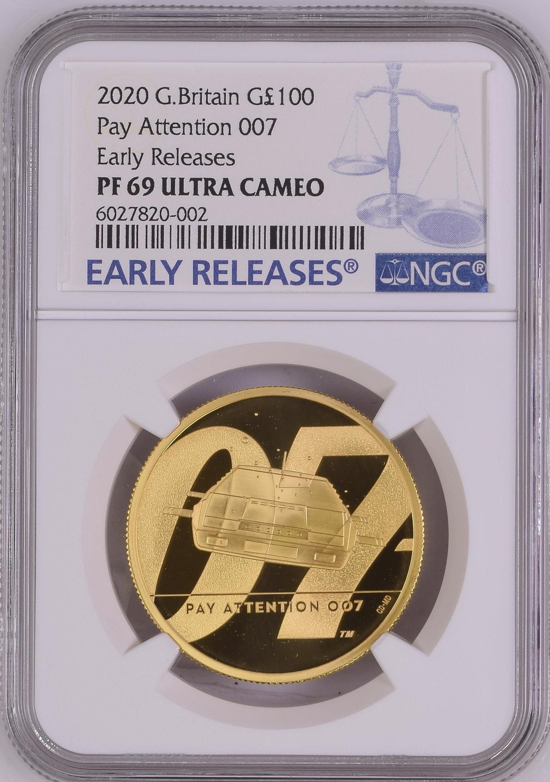 #アンティークコインギャラリア 2020年 イギリス 007 第二弾 1オンス金貨 Early Releases NGC PF69UCAM