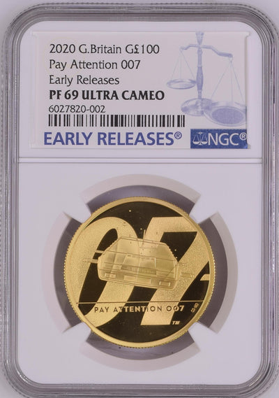 #アンティークコインギャラリア 2020年 イギリス 007 第二弾 1オンス金貨 Early Releases NGC PF69UCAM