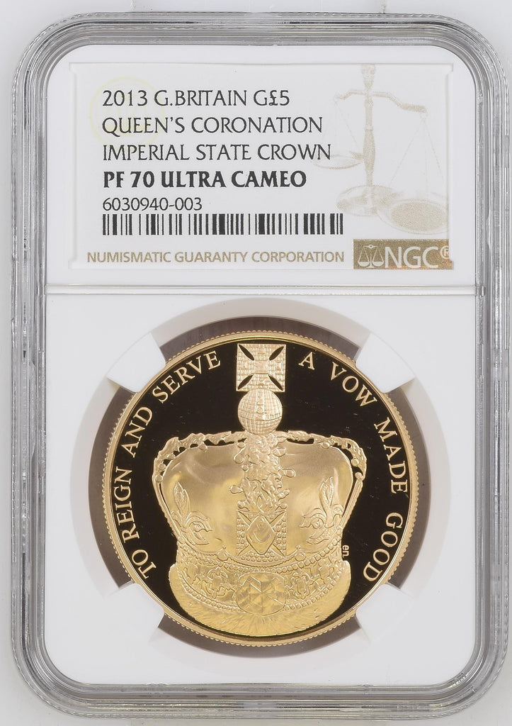 アンティークコインギャラリア 2013 イギリス クイーンズ コロネーション 大英帝国王冠 5ポンド金貨 PF70UCAM