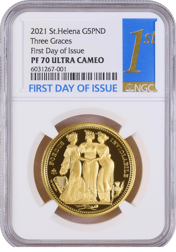 #アンティークコインギャラリア 【Top Pop】2021年 セントヘレナスリーグレイセス 1oz 金貨 First Day Of Issue NGC PF70UCAM