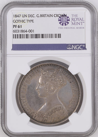 1847 イギリス ゴシッククラウン銀貨 UNDECIMO NGC PF61（ロイヤルミン