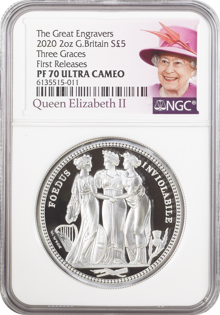 【Top Pop】2020年 イギリス スリーグレイセス 2オンス5ポンド 銀貨 NGC PF70UCAM
