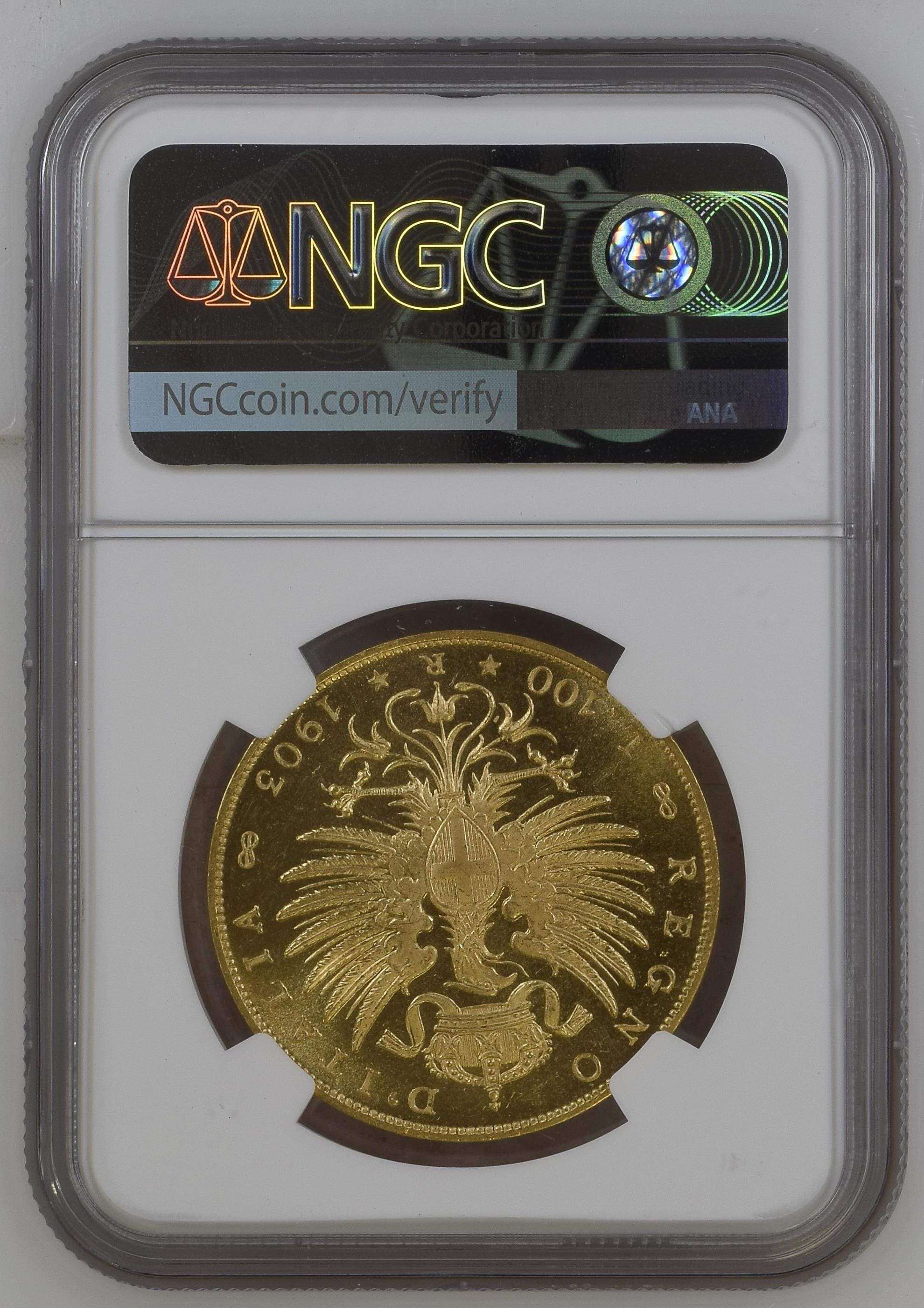 1903R イタリア ヴィットーリオ・エマヌエーレ3世 100リラ金貨 NGC