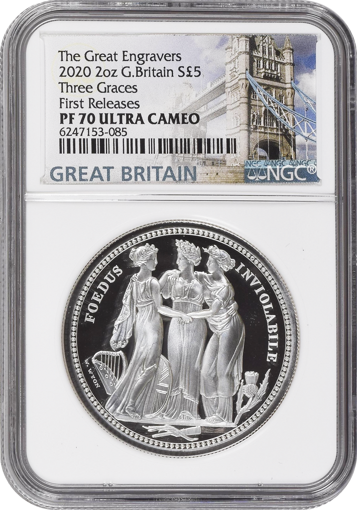 【Top Pop】2020年 イギリス スリーグレイセス 2オンス5ポンド 銀貨 NGC PF70UCAM