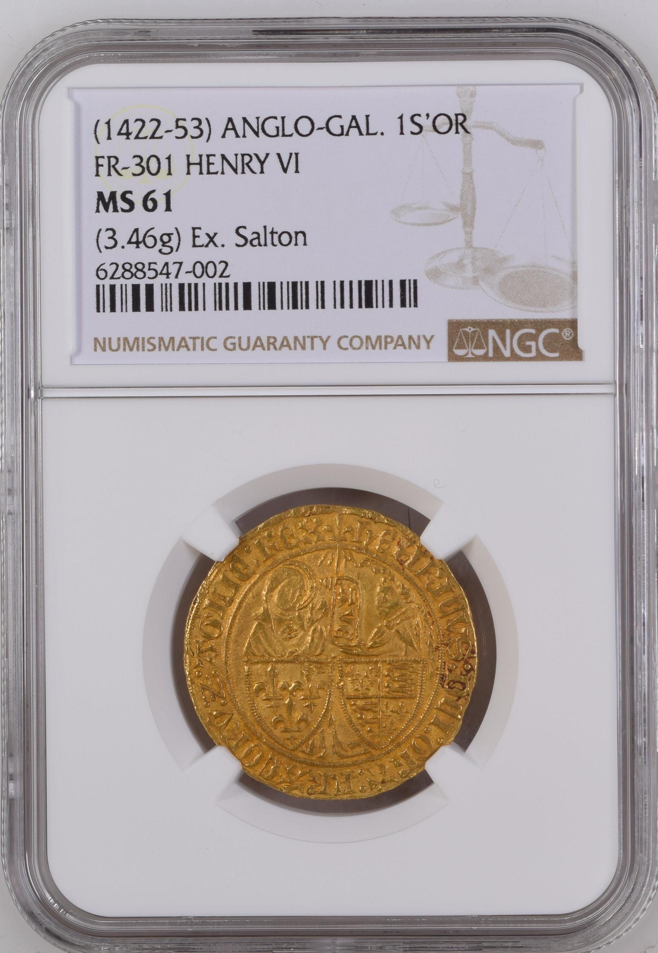 1422-1453 フランス ヘンリー6世 サリュードール金貨 NGC MS61 ...