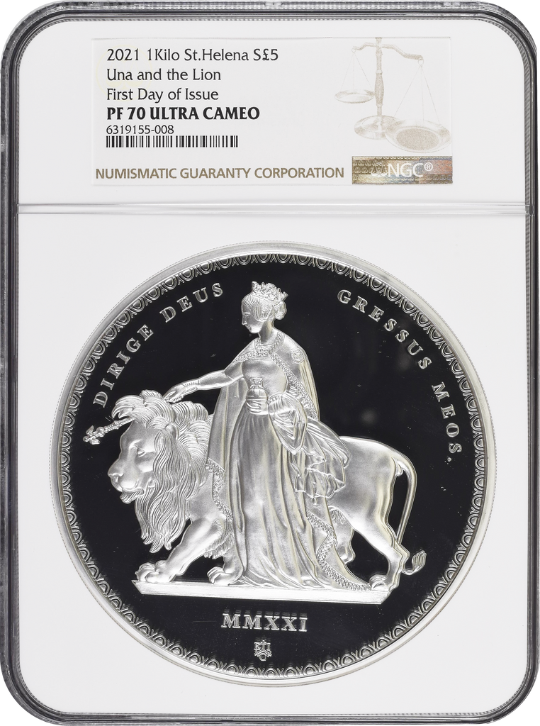 2021年 セントヘレナ ウナライオン 1キロ銀貨 NGC PF70UCAM