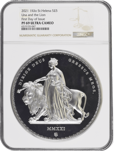 2021年 セントヘレナ ウナライオン 1キロ銀貨 First Day of Issue