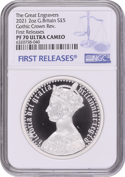 #アンティークコインギャラリア 【Top Pop】2021年 イギリス ヴィクトリア ゴシッククラウン 2oz 5ポンド銀貨 First Releases NGC PF70UCAM