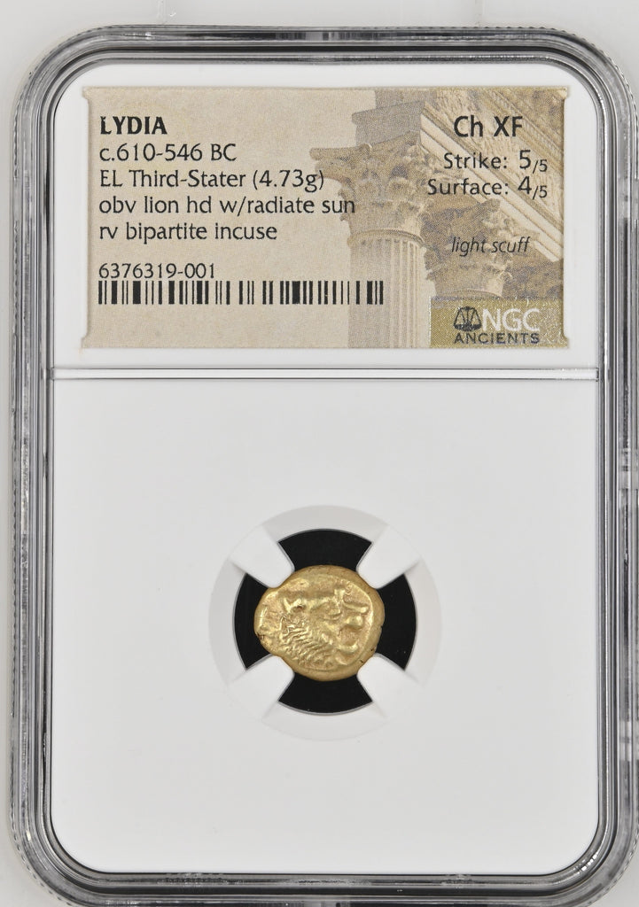 #アンティークコインギャラリア 古代リディア王国 紀元前610-546年頃  1/3ステーター金貨 NGC Ch XF Strike: 5/5 Surface: 4/5