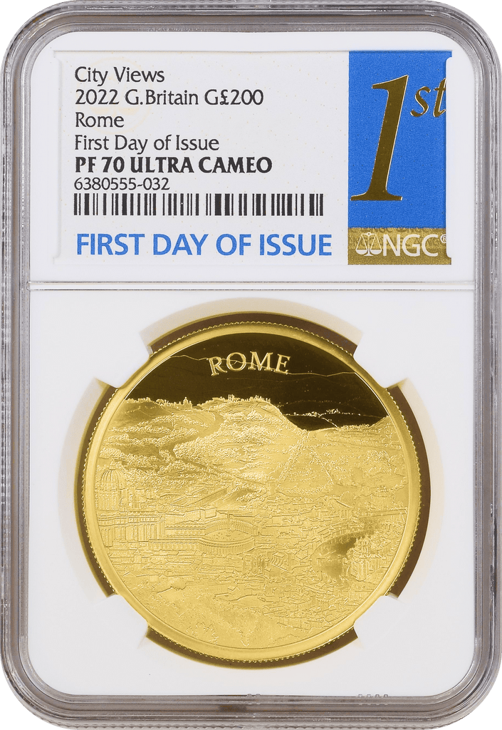 #アンティークコインギャラリア 【Top Pop】2022年 イギリス 都市景観 ローマ 200ポンド金貨 2oz NGC PF70UCAM First Day of Issue