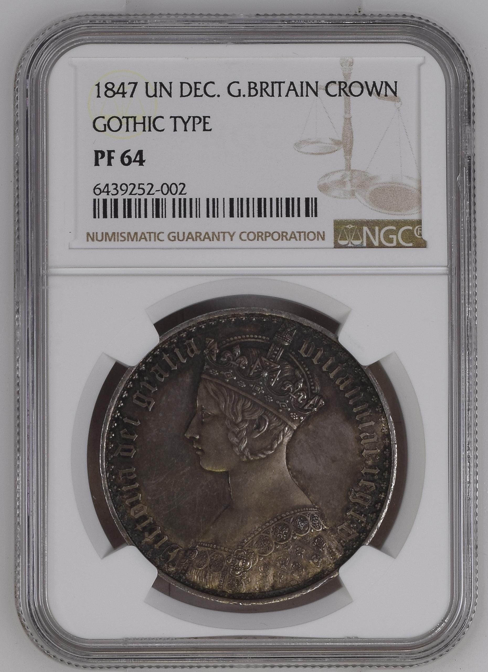 1847年 イギリス ヴィクトリア女王 ゴシッククラウン銀貨 NGC