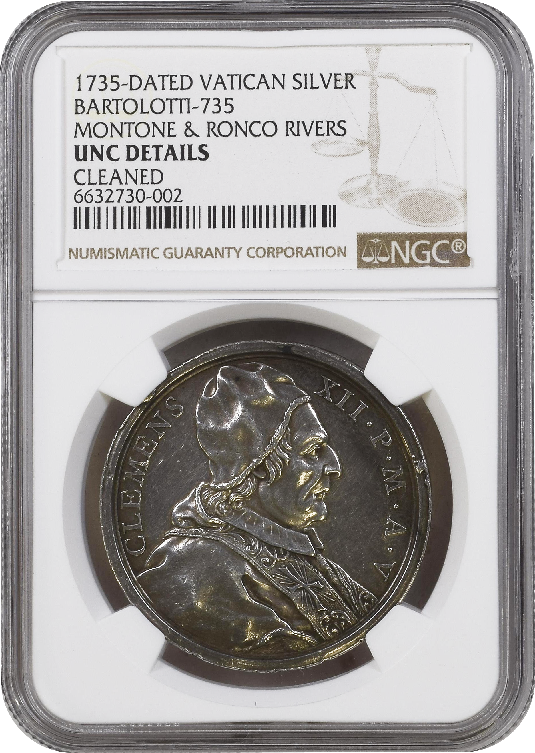 1735年 バチカン モントーネ・ロンコ川 銀メダル NGC UNC Details | 港 1735年 バチカン モントーネ・ロンコ川 銀メダル NGC UNC Details | 港
