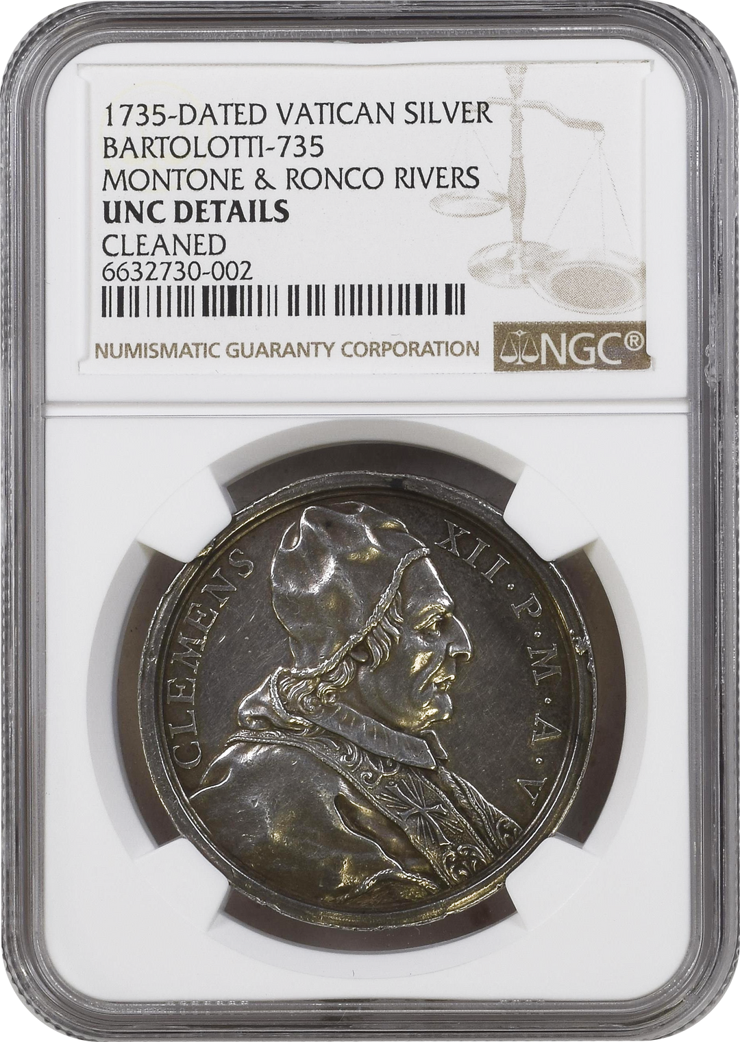 1735年 バチカン モントーネ・ロンコ川 銀メダル NGC UNC Details | 港 1735年 バチカン モントーネ・ロンコ川 銀メダル NGC UNC Details | 港