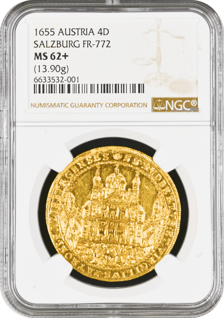 #アンティークコインギャラリア 【Top Pop】1655年オーストリア ザルツブルク 4ダカット金貨 MS62+