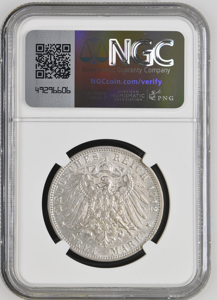 1912年 ドイツ ハンブルク 3マルク銀貨 NGC AU55 | 港区虎ノ門の