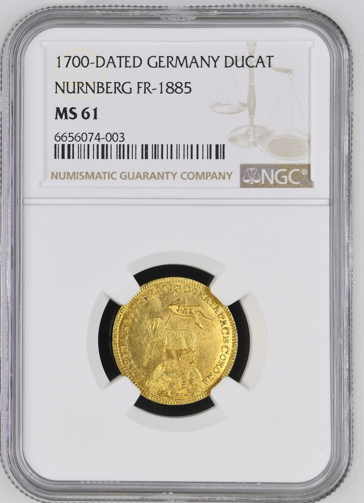 #アンティークコインギャラリア 1700年 ドイツ ニュルンベルク ラムダカット金貨 NGC MS61