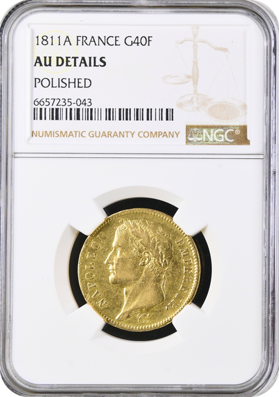 1811年A フランス ナポレオン1世 40フラン金貨 NGC AU Details