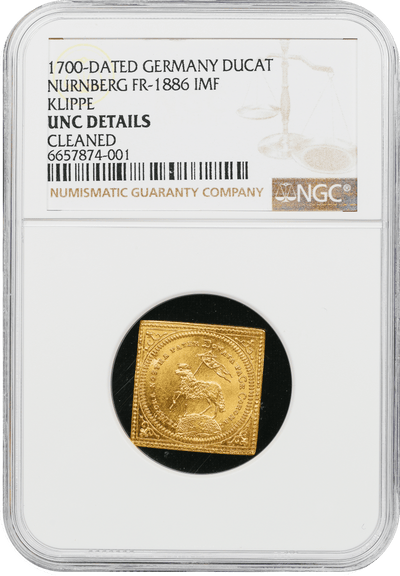 #アンティークコインギャラリア 1700年  ドイツ ニュルンベルグ ラムダカット金貨 クリッペ Cleaned-UNC Details