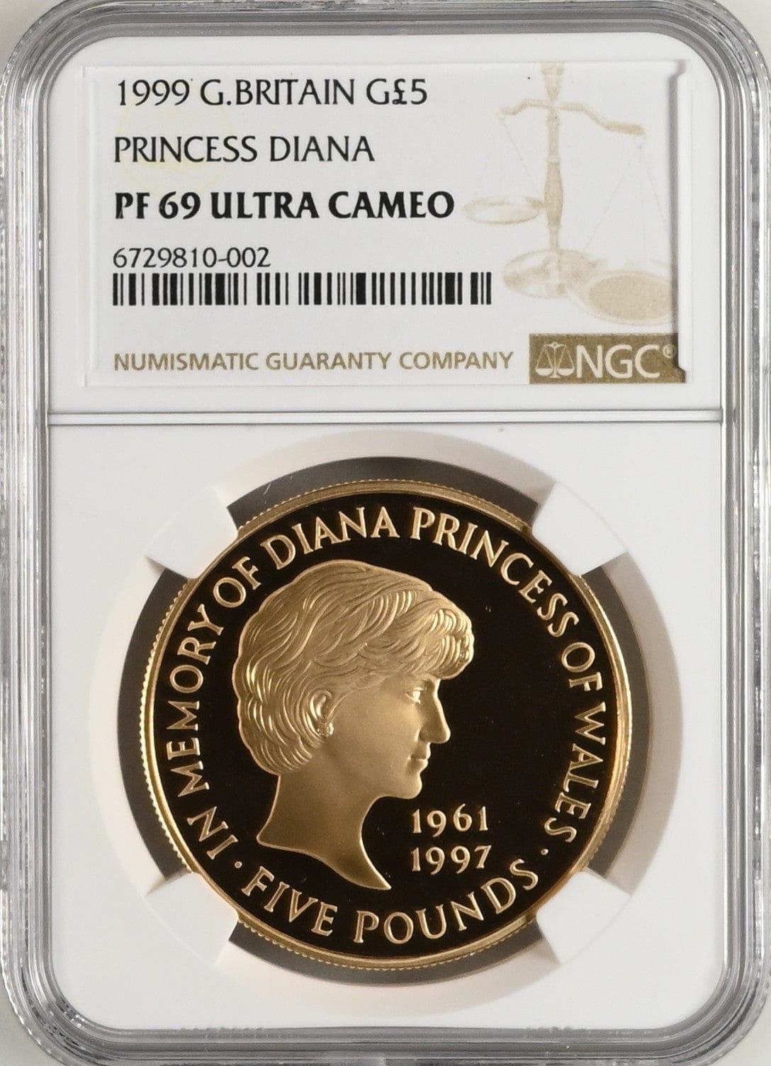 1999年 イギリス ダイアナ妃追悼 5ポンド プルーフ銀貨 (46)