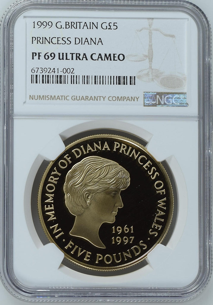 アンティークコインギャラリア 1999 イギリス プリンセス・ダイアナ 5ポンド金貨 PF69UCAM