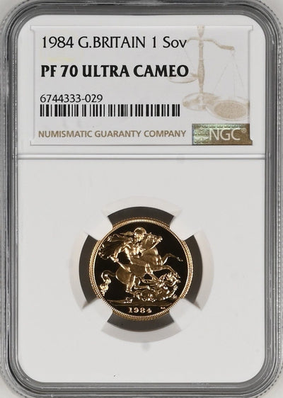 #アンティークコインギャラリア 1984年 イギリス エリザベス2世 2ndポートレート ソヴリン金貨 PF70UCAM