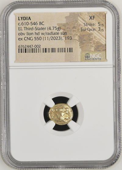 #アンティークコインギャラリア 古代リディア王国 紀元前610-546年頃 1/3ステーター金貨 NGC XF Strike: 5/5 Surface: 3/5