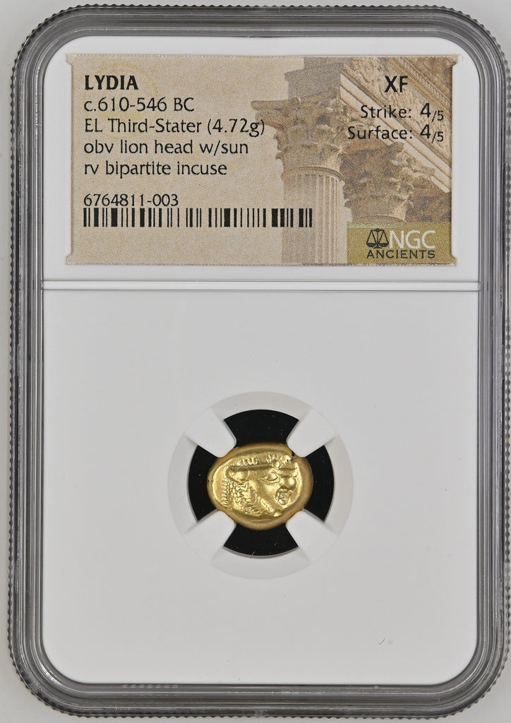 #アンティークコインギャラリア 古代リディア王国 紀元前610-546年頃 1/3ステーター金貨 NGC XF Strike: 4/5 Surface: 4/5
