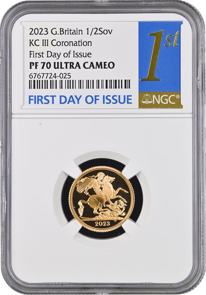 2023年 イギリス チャールズ3世 戴冠記念 ハーフソヴリン金貨 NGC PF70UC FDI