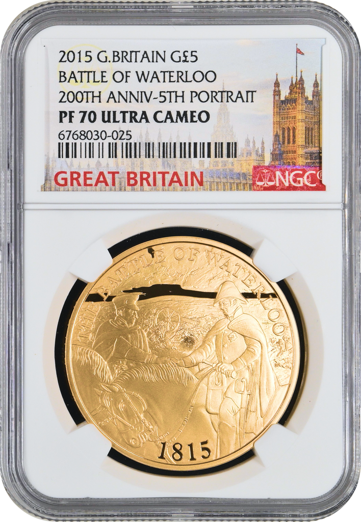 【Top Pop】2015年 イギリス ワーテルローの戦い200周年記念 5ポンド金貨 NGC PF70UCAM