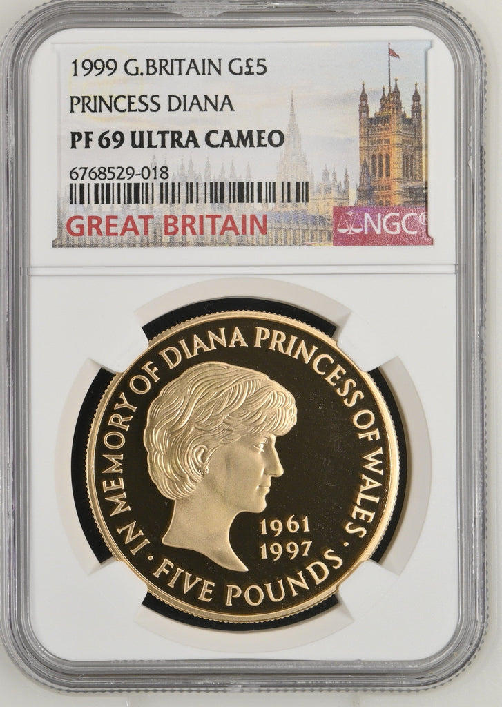 #アンティークコインギャラリア 1999年 イギリス ダイアナ妃追悼記念 5ポンド金貨 PF69UCAM