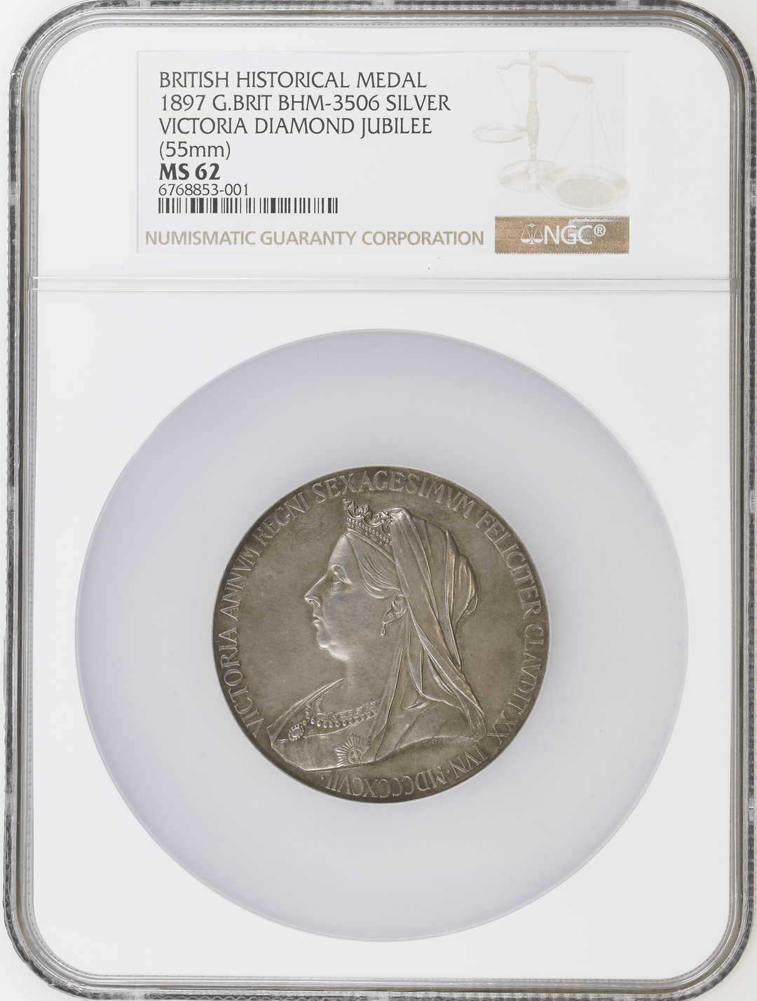 ヴィクトリア女王　ダイヤモンドジュビリー　記念銀メダル　NGC鑑定品 1897 ヴィクトリア女王 即位60周年記念 ダイヤモンドジュビリー
