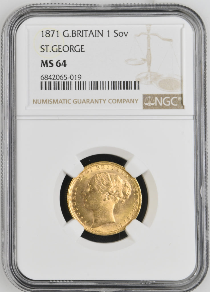 1871年 イギリス ヴィクトリア ヤングヘッド ソヴリン金貨 MS64