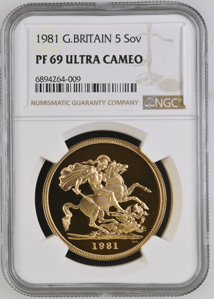 1981年 イギリス エリザベス2世 2ndポートレート 5ポンド金貨 NGC PF69UCAM
