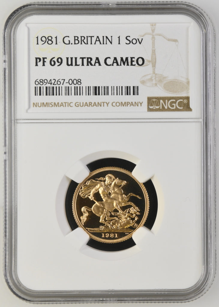 1981年 イギリス エリザベス2世 2ndポートレート ソヴリン金貨 NGC PF69UCAM