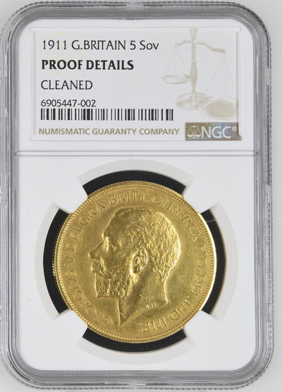 アンティークコインギャラリア (12枚セット) 1911年 イギリス 5ソブリン金貨 NGC PROOF DETAILS CLEANED