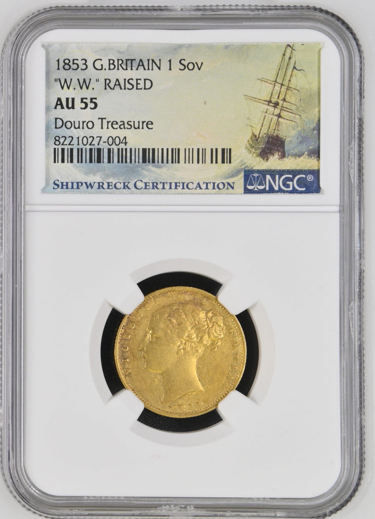 アンティークコインギャラリア 1853年 イギリス ソヴリン金貨 Douro Treasure AU55