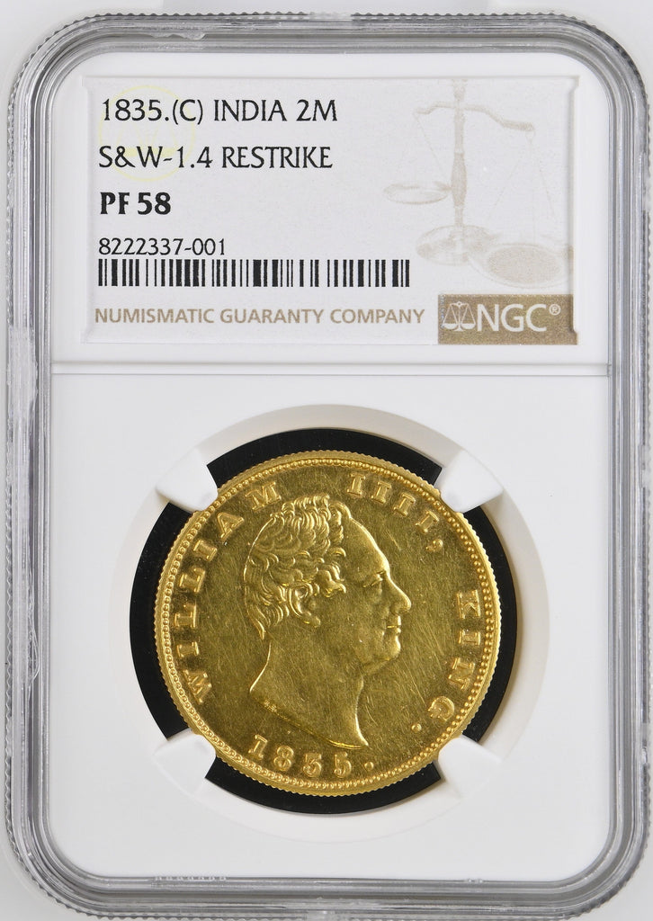 #アンティークコインギャラリア 1835年 カルカッタミント イギリス領インド ウィリアム4世 2モハール金貨 NGC PF58